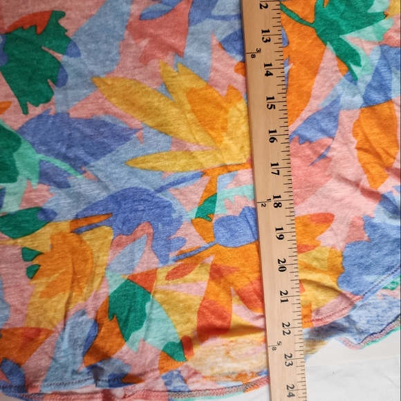 Joie 100% Linen Colorful Tropical Print Ladies Cap Sleeve Shirt Size 1X - Picture 4 of 6